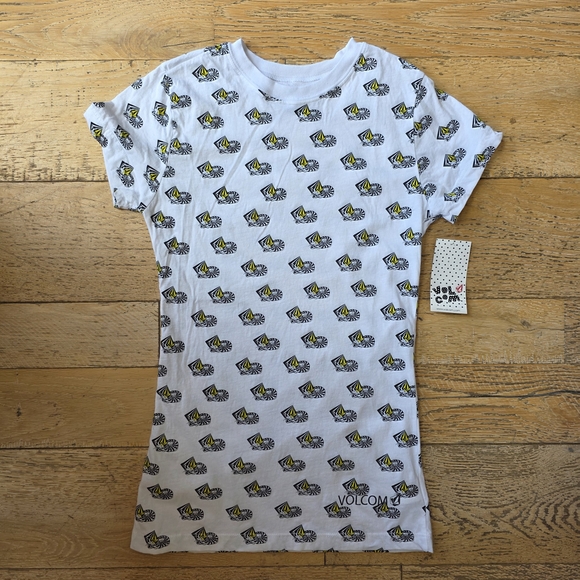 2000's Vintage Volcom 'Stoned Cat' White Graphic cat T-Shirt skater girl cotton - Picture 1 of 6